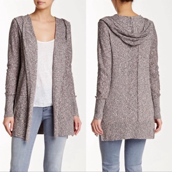 Lilla P Marled Slub Hooded Open Front Cardigan Size XS - Picture 2 of 12